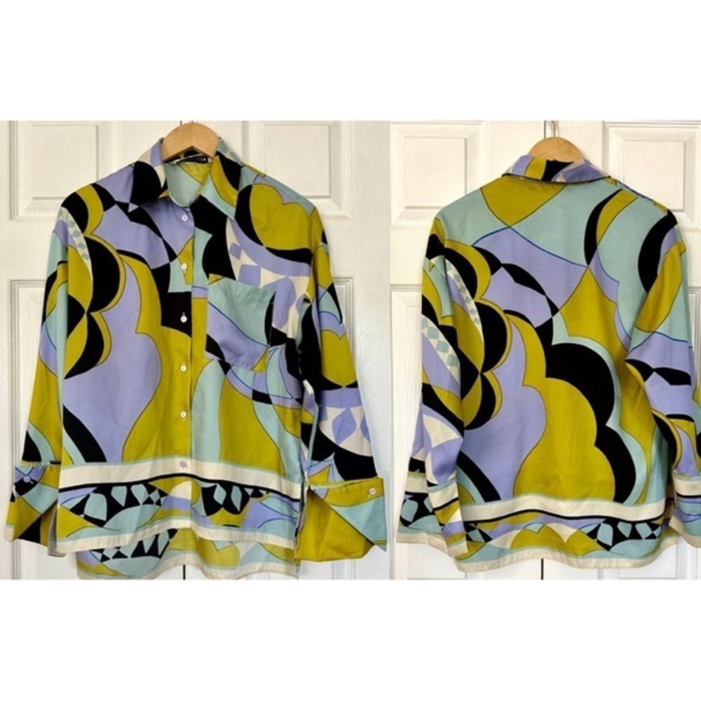ZARA Set Printed Shirt and Palazzo Pants Size XS• BLOGGER FAVORITE • NEW - Picture 9 of 12